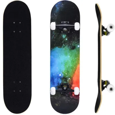 Produktbild von Komplettes Skateboard 31x8 Zoll 7 Lagen Ahorn-Deck konkav Rainbow