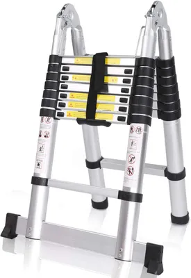 Obrázek produktu pro Skládací teleskopická žebřík, multifunkční žebřík, výsuvná přenosná žebřík, maximální nosnost 150 kg, stříbrná barva