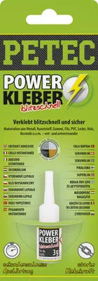 Produktbild von Petec Sekundenkleber Power Kleber blitzschnell Sekundenklebstoff 3g 93403