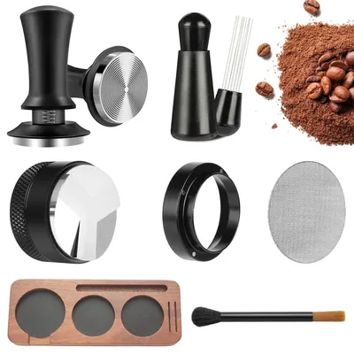 Espresso-Tamperset 51 mm, 7-teilig, mit Tamperstation, Edelstahl