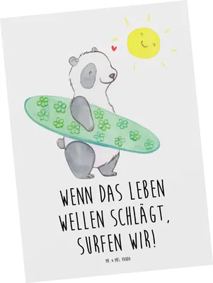 Produktbild von Mr. & Mrs. Panda Postkarte Sommer Wellen Surf - Weiß - Geschenk, Sommerferien, bildkarte, Ansichtskarten, Urlaub Am Meer, Strand, Küste, Ansichtskarte, Küstenurlaub