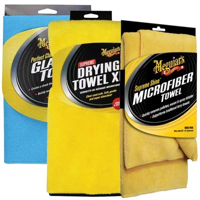 Produktbild von Meguiar's Supreme Drying Towel XL + Supreme Shine + Glass Towel Set