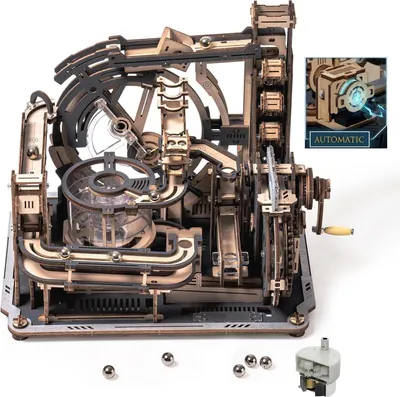 Zdjęcie produktu dla Drewniana układanka ROKR 3D Marble Run Marble Spaceport z napędem USB
