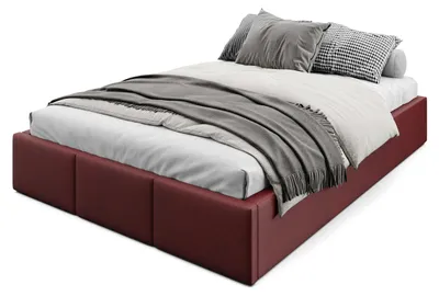 Produktbild von Muralo POLSTERBETT 140x200 cmDoppelbett ohne Kopfteil mit Bettkasten und hochklappbarem Lattenrost Weinrot