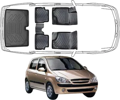 Produktbild von 3D Fußmatten & Kofferraumwanne Auto Set Kompatibel mit Hyundai GETZ