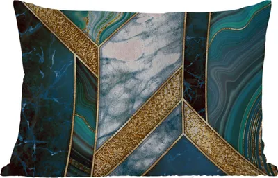 Produktbild von MuchoWow® Outdoor Kissen - Marmor - Mosaik - Gold - 60x40 cm - Wetterfest - Lounge Kissen - Zierkissen - Kissen für Innenräume