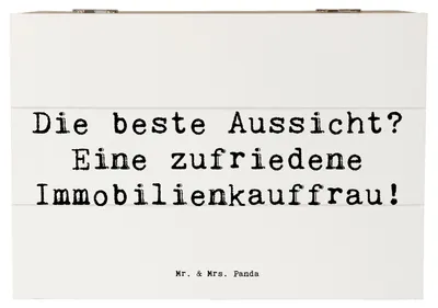 Produktbild von Mr. & Mrs. Panda Box Spruch Immobilienkauffrau Freude 22 x 15 cm - Weiß - Geschenk, Erinnerungsbox, Verkauf, Geschenke für Berufstätige, Hausverwaltung, Empathie, fotobox