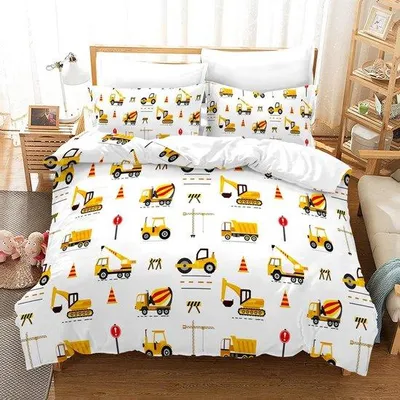 Productafbeelding van Kinderbedset met Graafmachine Motief 135 x 200 cm