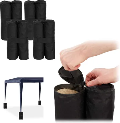 Productafbeelding van Partytent gewichten 4 stuks - Verzwaring voor paviljoen & tenten - Vullen met zand - Stenen - 10kg per voet - Zwart