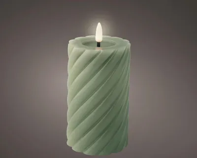 Produktbild von Kaemingk LED Kerze Wachs indoor grün Ø 7,5 x 14,8 cm