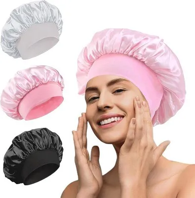 Productafbeelding van Zijden Haarmutsen Set van 3 - Slaapmuts voor Diverse Haartypes - Ademend en Zacht