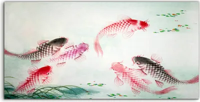 Produktbild von Coloray Acrylbild 120x60  Wandbild Acrylbilder Foto  Chinesische Karpfen Fisch Malerei
