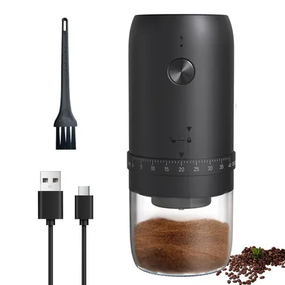 Produktbild von A3 Kaffeemühle mit keramischem Mahlwerk, tragbar Grinder Mixer, wiederaufladbar, 30 Tassen pro Akku, präzise Mahlgradregelung, inkl. Reinigungsbürste