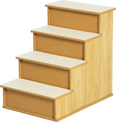 Produktbild von Haustiertreppe, für Hunde/Katzen, 4-stufig, Kurzplüsch, bis 30 kg, 40 x 59 x 54,2 cm, Natur