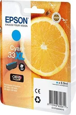 Obrázek produktu pro Epson Oranges Singlepack Cyan 33XL Claria Premium Ink, Azurová, 8,9 ml, 1 kusů, 650 str.