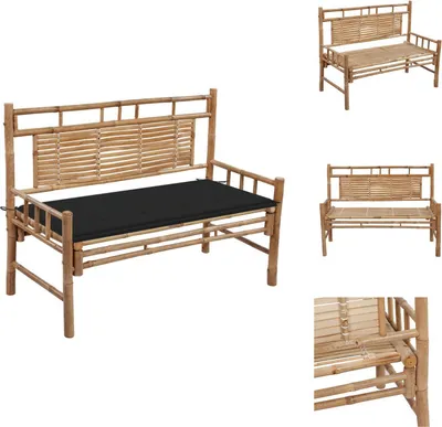 Zdjęcie produktu dla vidaXL Ławka ogrodowa z poduszką 120 cm bambus - Ławki ogrodowe