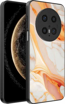Produktbild von Geeignet für Huawei Mate 70 Telefon Fall mit Marmor-Druck - TPU zurück Abdeckung Fall Marmor-Design - Orange - Smartphonica