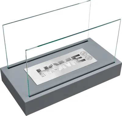Produktbild von Selsey CERIN - Tischkamin / freistehender Biokamin in Grau Struktur aus Edelstahl und Glas mit rechteckig, 22 cm hoch