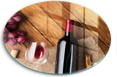 Produktbild von Glasschneideplatte - Herdabdeckplatte - fi40 cm -Schneidebrett - Spritzschutz - Eine Flasche Rotwein