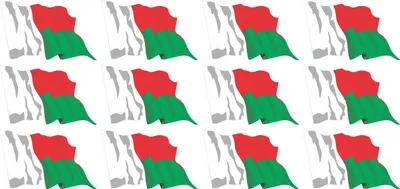 Produktbild von Mini Aufkleber Set - Pack wehend - 50x31mm - selbstklebender Sticker - Madagaskar - Flagge / Banner / Standarte fürs Auto, Büro, zu Hause und die Schule - 12 Stück