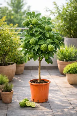 Immagine prodotto di Alberello di lime kaffir 70–100 cm – Citrus Hystrix (lime kaffir, combava, papeda) – pianta esotica di lime per cucina, balcone e terrazza