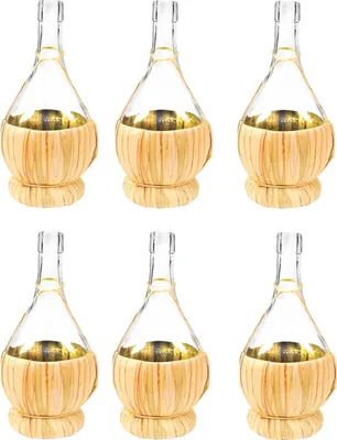 Produktbild von 6x 1L Glasflasche + Graskorb/GLASBALLON Weinballon Flasche Karaffe Likörflaschen Essig-Öl Flaschen  Schnapsflaschen Weinflasche
