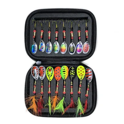 Produktbild von 16-teiliges Angel-Set mit Metall-Spinner-Blinkern – Kunstköder-Set mit hochfesten Haken