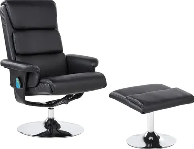 Produktbild von BELIANI Massagesessel mit Fußhocker Schwarz Kunstleder Drehbar Heizfunktion Liegefunktion Timer Fernbedienung Modern für Büro Arbeitszimmer