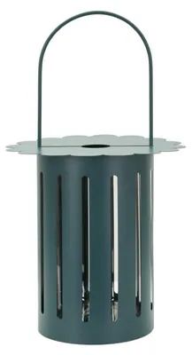 Imagen del producto de Farol Saturno de metal verde azulado y cristal, diámetro 24 cm