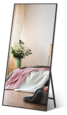 Image de Miroir mural ou sur pied, format grand (165 x 60 cm), avec cadre noir
