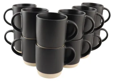 Produktbild von Set mit 12 Keramiktassen, schwarz, 310 ml