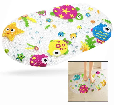 Image de Tapis de bain antidérapant, motif océan coloré, pour baignoire et douche