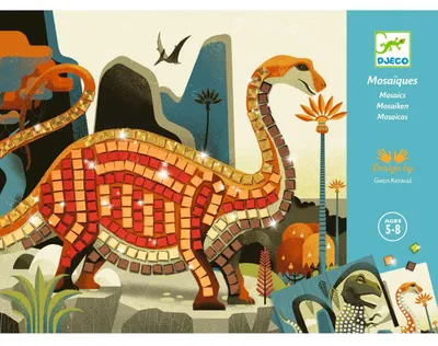 Produktbild von Djeco Mosaike: Metallische Dinosaurier