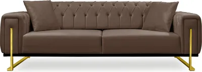 Produktbild von Couch 3-Sitzer Harmonie in Versch. Farben: Braun / Fuß-Farben: Gold