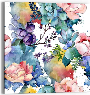 Produktbild von DEQORI Glasbild Echtglas 30x30 cm 'Bunter Blütenrausch' Wandbild Bild modern Deko