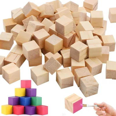 Imagen del producto de Bloques de madera cuadrados de 10 mm, 400 unidades, para proyectos creativos