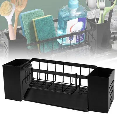 Immagine prodotto di Sistema di organizzazione per lavello in acciaio inossidabile nero con 2 cestelli