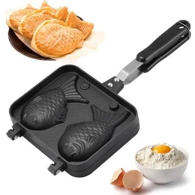 Productafbeelding van Wafelijzer in de vorm van een vis, gemaakt van aluminiumlegering, met antiaanbaklaag
