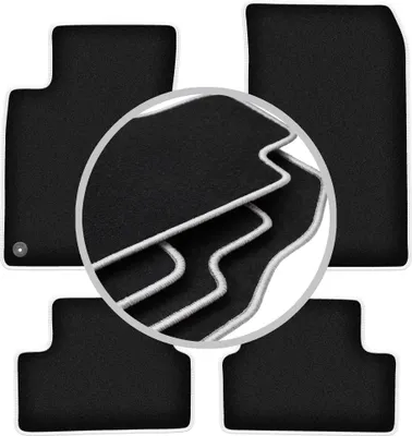 Produktbild von Fußmatten Velours Schwarz/Silber für Mercedes W176 2012-2018 Set 4-tlg