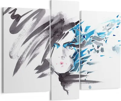 Produktbild von Bild auf Leinwand - Leinwandbild - Frau Gesicht Illustration Make-up - 95x80cm - Wand Bild - Wanddeko - Leinwanddruck - Bilder - Kunstdruck - Leinwand bilder - Wandkunst - CB95x80-3020