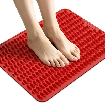 Image de Tapis de massage des pieds par acupression, tapis de réflexologie plantaire en silicone, tapis de pieds portable pour soulager la fasciite plantaire et détendre les muscles