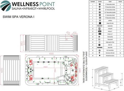 Immagine prodotto di PureHaven Swim Spa 400x230x131 cm Sistema controcorrente e getti per il nuoto 21 getti per l'idromassaggio Trattamento UV dell'acqua Disinfezione con ozono Luce colorata 4250 L