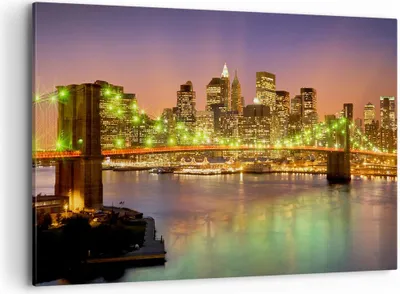 Produktbild von Bild auf Leinwand - Leinwandbild - New York Brücke - 120x80cm - Wand Bild - Wanddeko - Wandbilder - Leinwanddruck - Bilder - Kunstdruck - Wanddekoration - Leinwand bilder - Wandkunst - AA120x80-3517