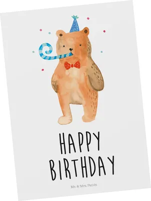 Produktbild von Mr. & Mrs. Panda Grußkarte Bär Geburtstag - Weiß - Geschenk, Happy Birthday, Ansichtskarten, Glückwunsch, Fotokarte, Postkarten, Ansichtskarte, Postkarte, Teddy
