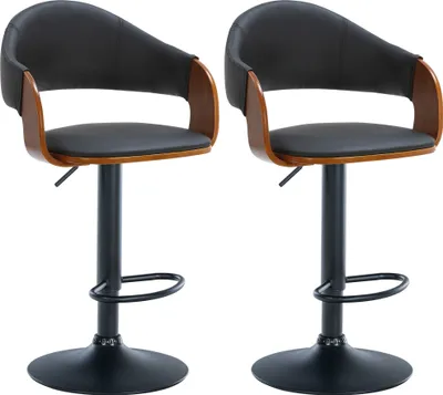 Produktbild von 2er Set Barhocker HLO-CP283 Kunstleder schwarz  walnuss/schwarz
