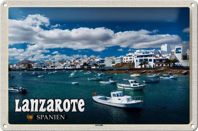 Produktbild von Blechschild Reise 30x20cm Lanzarote Spanien Arrecife Stadt Meer