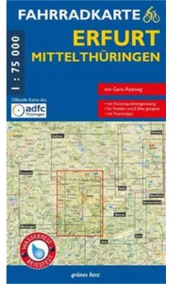 Image de Carte des pistes cyclables d'Erfurt, Thuringe centrale