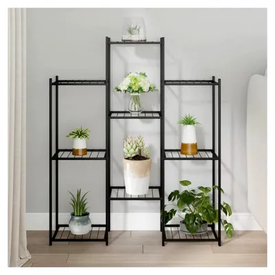 Produktbild von Blumenständer 83 x 25 x 100 cm aus schwarzem Eisen für Innen- und Außenbereich, geeignet für Wohnzimmer und Büro