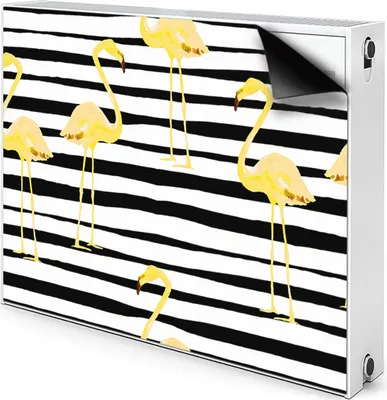 Produktbild von Magnet Heizkörper-Abdeckung Verkleidung Abdeckung Heizkörperabdeckung 90x60 cm - Goldene Flamingos