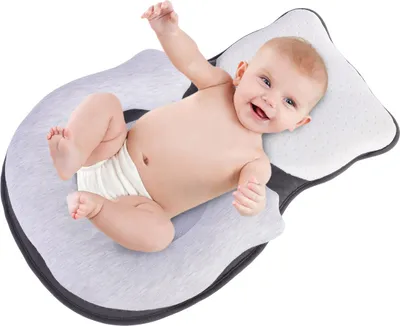 Image de Coussin de positionnement pour nouveau-né, coussin correcteur, évite la tête partielle, matelas anti-roulis pour 0-10 mois，Gris